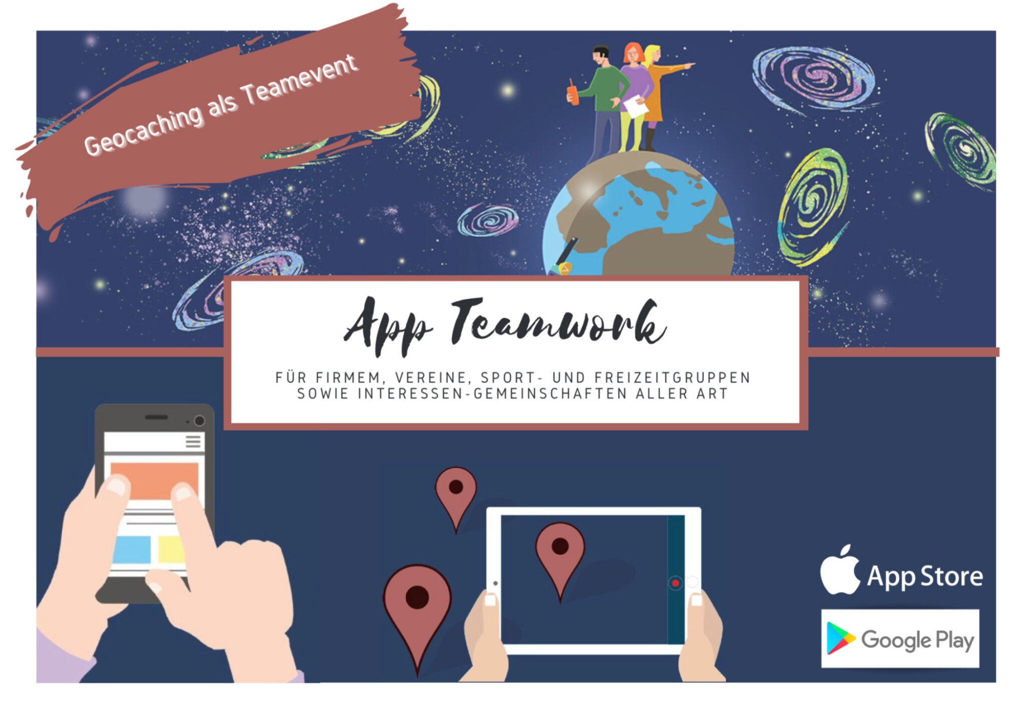 App Teamwork – Geocaching als Teamevent für Firmen und Vereine mit GPS-Navigation