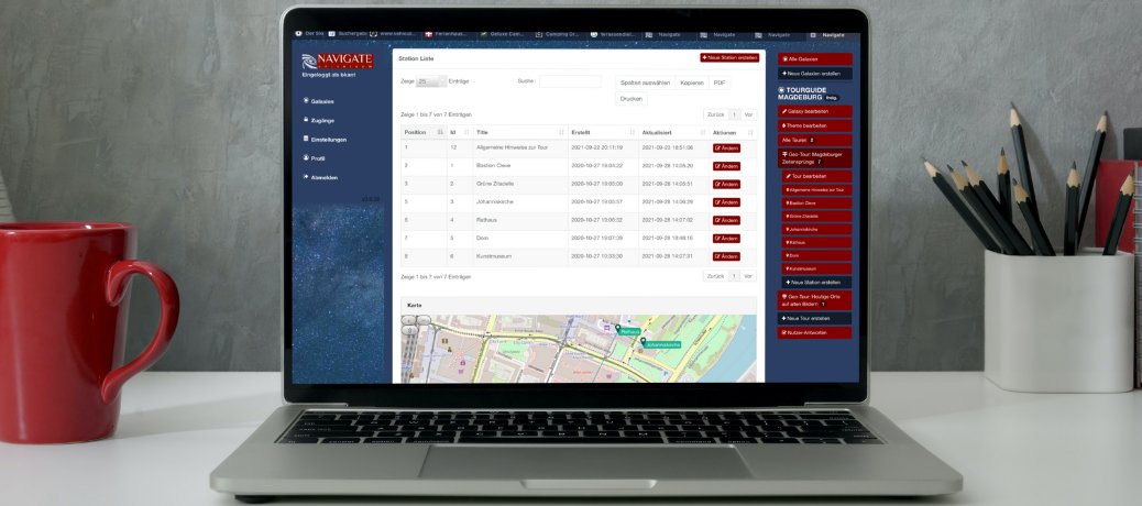 NAVIGATE-Universum Galaxienverwaltung: webbasiertes Verwaltungsportal zur Inhaltspflege ohne Programmierkenntnisse