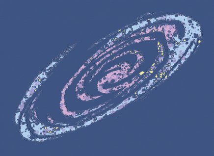 Illustration Spiralgalaxie – NAVIGATE-Universum App für Erlebnisparks und Freizeiteinrichtungen